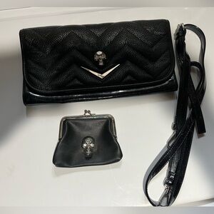 Lux de Ville Elvira skull clutch and change purse